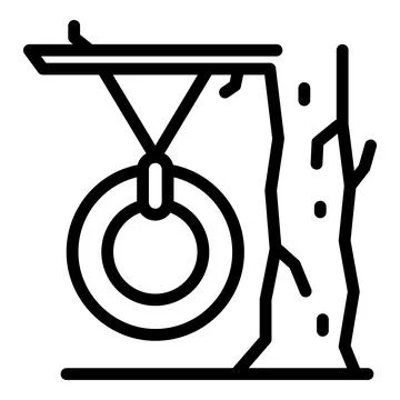 Tree rope ring icon outline vector. Park adventure 스톡 일러스트