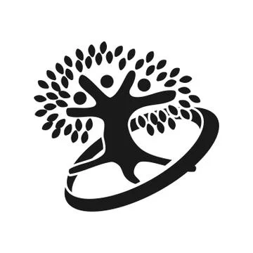 Tree rotation Commitment Teamwork Together Black Logo Stock Illustration