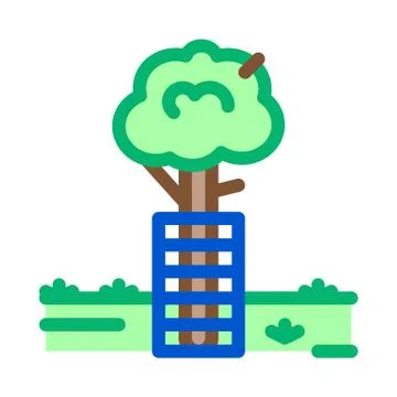 Tree safe fence icon vector outline illustration Stock Illustration