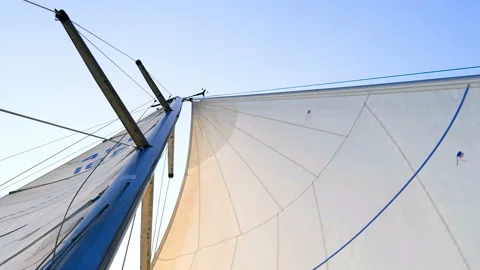 Tree of a sailboat with sails pulled up Stock Footage 142138625