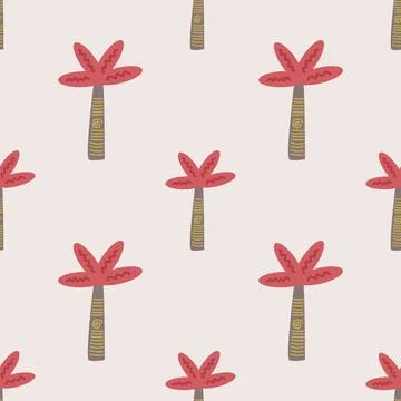 Tree seamless pattern repeat nature background illustration for wall art Stockillustratie