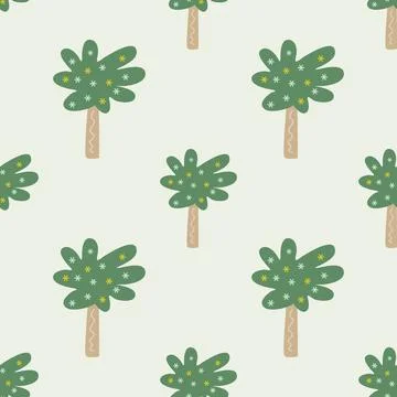 Tree seamless pattern repeat nature background illustration for wall art Illustrazione stock
