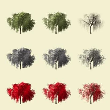 Tree set for architecture landscape design, tree object collection set isolated  Illustrazione stock