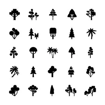 Tree Set Black And White Illustrazione stock