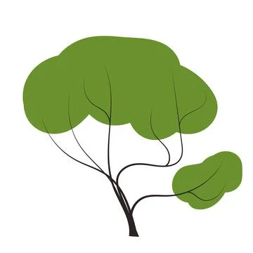 Tree set on doodles vector any season winter, spring, summenr, autumn. flat Stock Illustration