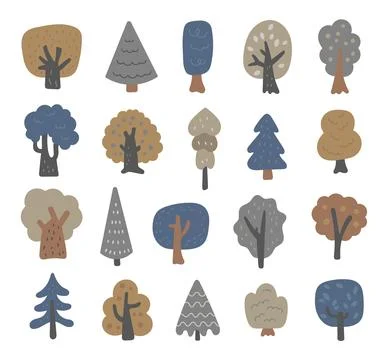 Tree set in scandinavian style Stock Illustration