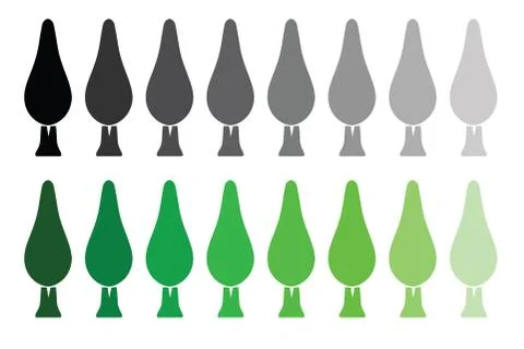 Tree set vector - black silhouette tree - green tree illustration Stock Illustration