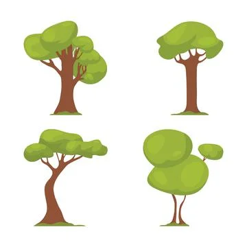 Tree set, vector illustration isolated on white background Stock Illustration