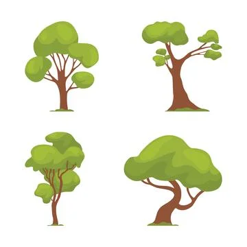 Tree set, vector illustration isolated on white background Stock-Illustration