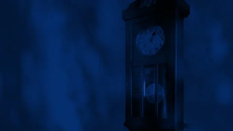 Tree Shadows Over Antique Clock At Night Stock Footage 316327730