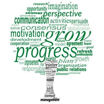 Tree shape with business concept words isolated on white background. Stock Illustration