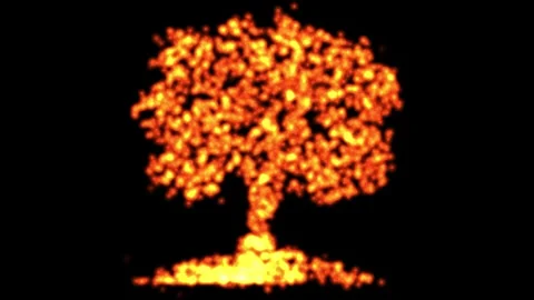 Tree shape with fire particles on plain ... | Stock Video | Pond5