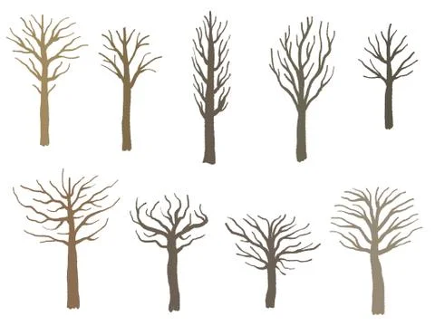 Tree shape set - vector tree silhouette illustration collection. Stock Illustration