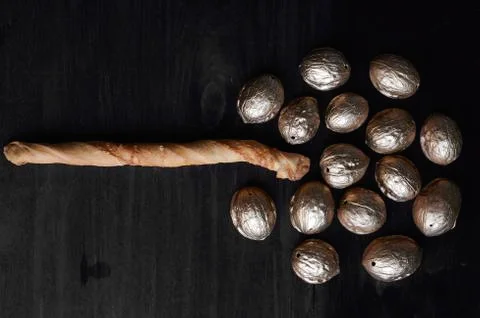 Tree of shell and bread on a dark background Stock Photos