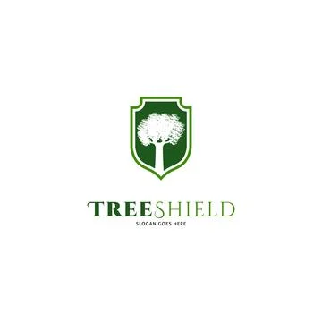 Tree Shield Icon Vector Logo Template Illustration Design Stock Illustration