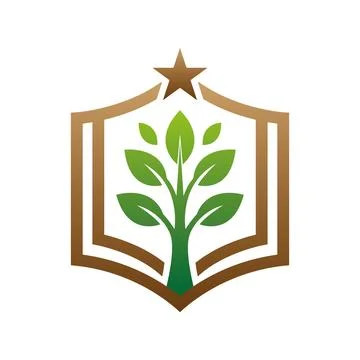 Tree Shield Logo Design for School Education Foundation Ilustração Stock