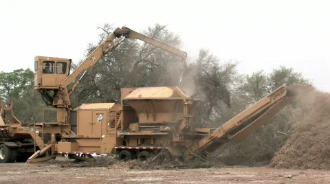 Tree shredder close M HD Stock Footage 298085