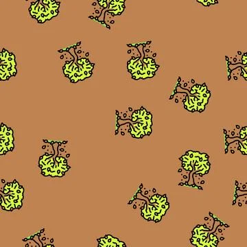 Tree sick yellow leaves vector seamless pattern Illustrazione stock