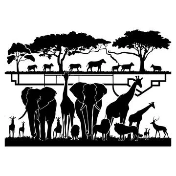 Tree silhouette big set Stock Illustration