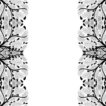 Tree Silhouette Border isolated on White Background Stock Illustration