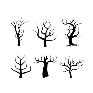 Tree, silhouette collection set Stock Illustration