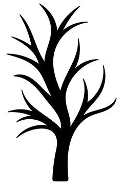 Tree. Silhouette. Curved branches without leaves. Vector illustration. Stock Illustration