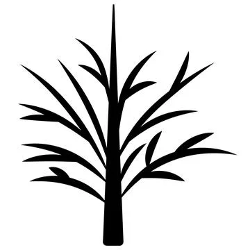 Tree. Silhouette. Direct trunk and curved branches without leaves. Vector. Stock Illustration
