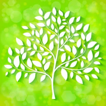 Tree silhouette on green background vector Stock Illustration