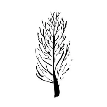 Tree silhouette. Hand drawn vector illustration. Stock Illustration