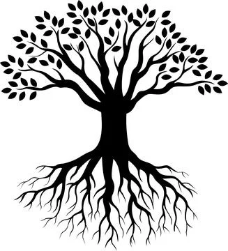 Tree silhouette isolated on white background Stock Illustration