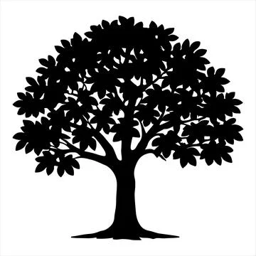 Tree Silhouette Isolated on White Background Stock Illustration
