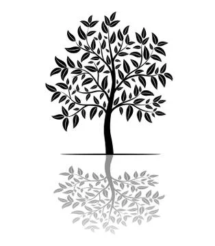 Tree silhouette with leaves Stock Illustration