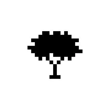 Tree Silhouette Pixel Art Stock Illustration