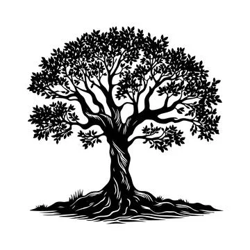 Tree silhouette. Plants with leafs. Forest and garden symbol isolated on white Stock Illustration