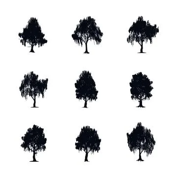 Tree Silhouette Set Vector Stock Illustration
