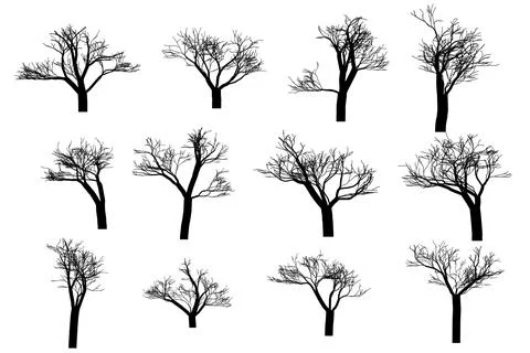 Tree Silhouette Vector for Landscape and Nature Themes Stock Illustration