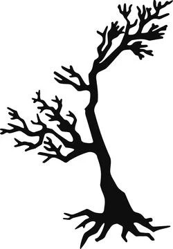 Tree silhouette without leaves, hand drawn illustration vector Stock Illustration