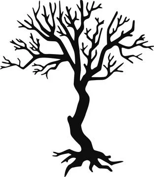 Tree silhouette without leaves, hand drawn illustration vector Stock Illustration