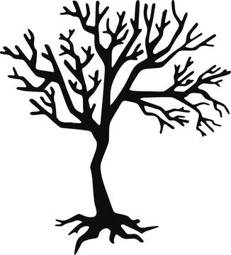 Tree silhouette without leaves, hand drawn illustration vector Stock Illustration