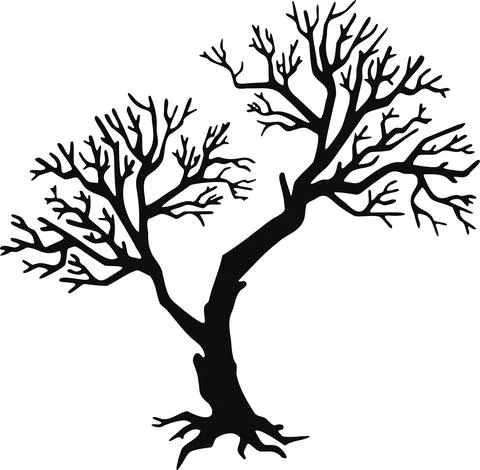 Tree silhouette without leaves, hand drawn illustration vector Stock Illustration