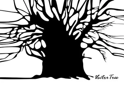 Tree silhouette without leaves Stock Illustration