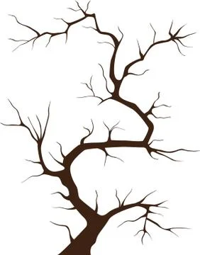 Tree silhouette without leaves on white background Stock Illustration