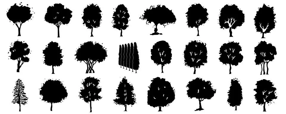 Tree Silhouettes Set Illustrazione stock