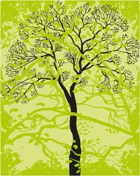 Tree silhouettes. Vector illustration. Stock Illustration