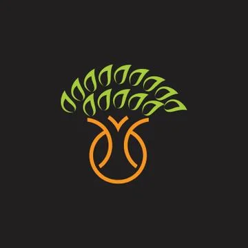 Tree simple geometric line logo Stock Illustration