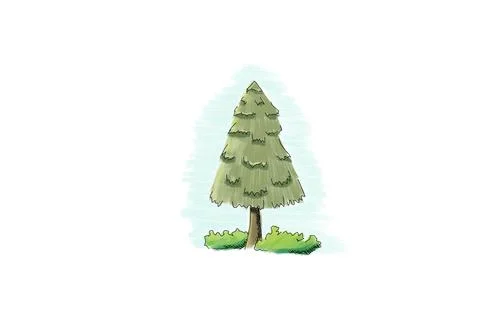 Tree sketch illustration by markers. Stock Illustration