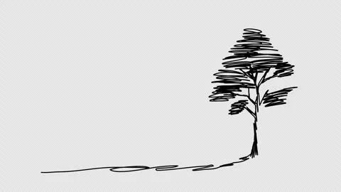 Tree sketch, one line drawing animation. Video clip with alpha channel. Stock Footage 310268297