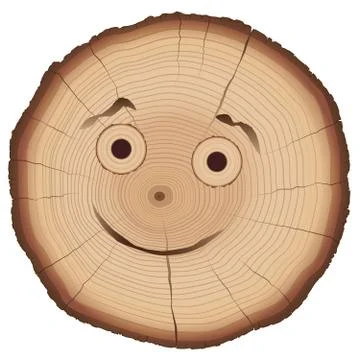 Tree Slice Comic Face Stock Illustration