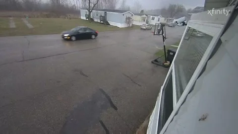 Tree Smashes Into Empty Home During Storm, Jackson, Michigan, USA - 30 Mar 2025 Stock Footage 306241272