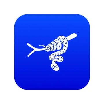 Tree snake icon blue Illustration